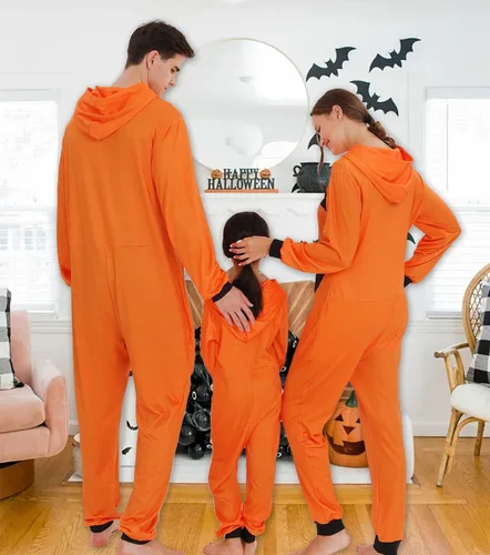 Vista 7 de ANGELGGH Pijama de Halloween a juego para la familia, pijamas de vacaciones para mujereshombresniñosparejas, lindo disfraz de calabaza para descansar