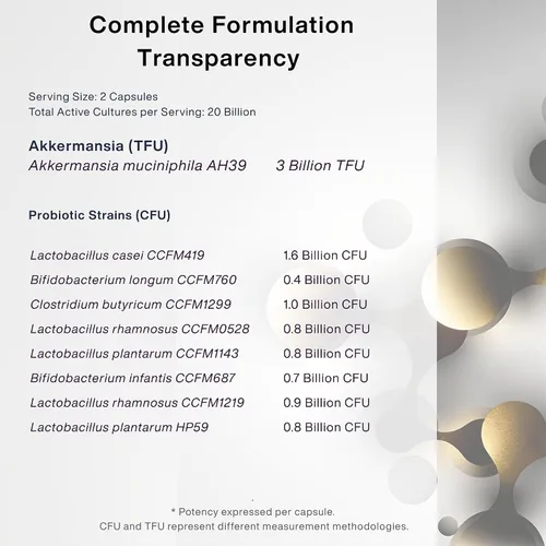 Vista 6 de Akkermansia Suplemento probiótico – Fórmula multicepa con prebióticos, cápsulas de liberación retardada VPro® de 5 capas, barrera intestinal