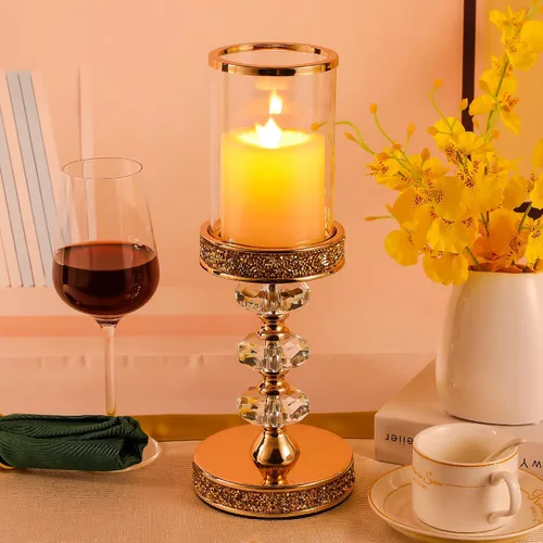 Vista 8 de Portavelas de pilar, candelabros de cristal para bodas, fiestas, eventos, Navidad, decoración del hogar, centros de mesa CH028D (L)