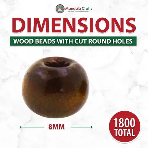 Vista 102 de Mandala Crafts - 2000 cuentas de madera redondas pequeñas de 6 mm para manualidades, suministros de macramé - cuentas de madera natural negra sin