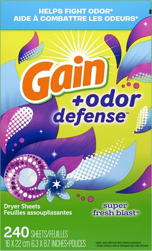 Vista 10 de Gain - Sábanas para secadora más defensa de olores, aroma súper fresco, 240 unidades, ayuda a combatir la estática y el olor, sábanas para lavandería