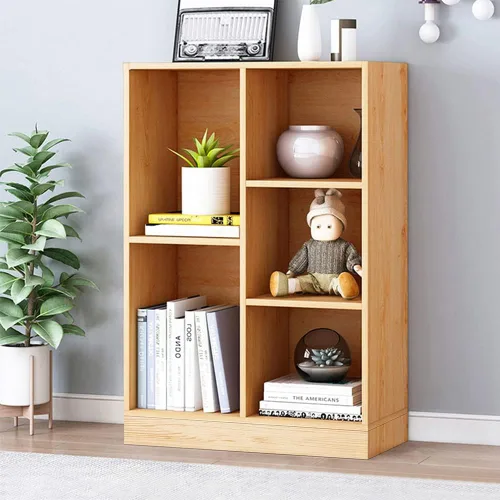 Vista 32 de IOTXY - Estantería de madera con espacios abiertos, 3 niveles, con patas, 5 cubos, color azul brillante Nordic Minimalist Style, MDF