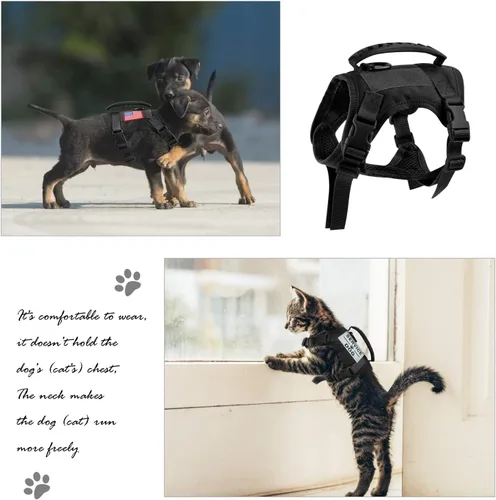 Vista 2 de Arnés táctico para perro, chaleco de entrenamiento al aire libre, chaleco militar K9 de patrulla para perro, arnés táctico ajustable para cachorros