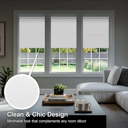Vista 6 de CHICOLOGY - Persianas enrollables, cortinas de ventana, para el hogar, accesorio de ventana, sin cordón, persianas de puerta, biso blanco (opaco)