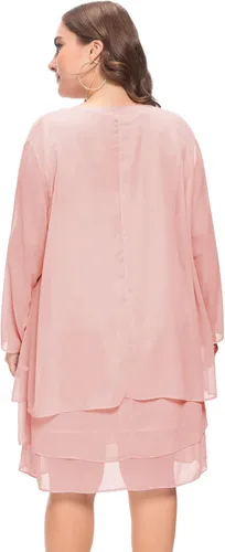 Vista 4 de LIDLIT Vestido de gasa para mujer, 2 piezas, vestidos de madre de la novia, manga larga, hasta la rodilla, vestidos de chaqueta..