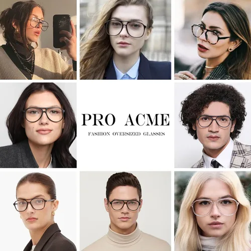 Vista 3 de Pro Acme Lentes de gran tamaño para mujeres y hombres sin receta médica lentes grandes transparentes y clásicos con doble puente