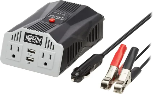 Vista 7 de Tripp Lite (PV100USB) Inversor de potencia de auto de 100 vatios, con 1 salida y 2 puertos de carga USB, inversor automático, ultracompacto. 100 W +