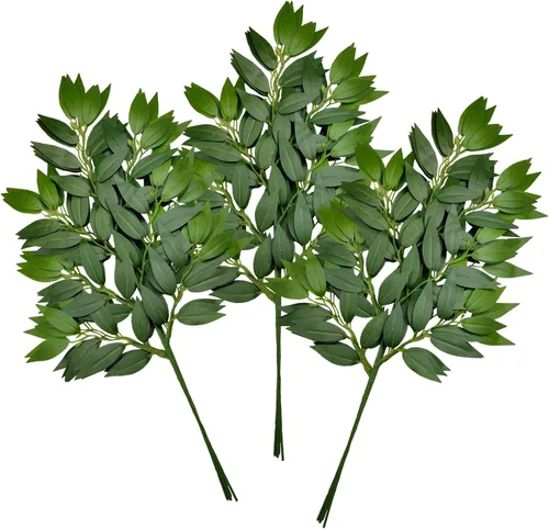 Vista 10 de 24 Piezas Tallos de Vegetación Artificial de Ruscus Italiano de Seda Plantas en Aerosol de Vegetación para Arco de Boda DIY Relleno de Ramo Centros