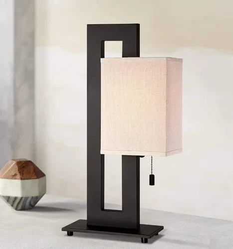 Vista 2 de 360 Lighting Lámpara de Mesa de Acento Moderna de 20.5" de Alto Color Bronce Marrón Espresso Rico Base de Metal Rectangular Abierta Pantalla de Caja