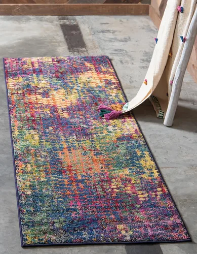 Vista 22 de Tapete Unique Loom colección Jardin para múltiples áreas, abstracta, vibrante, Polipropileno, Gris/Marrón