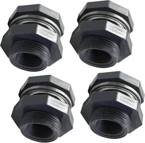 Vista 15 de 2 piezas Accesorio de Mamparo de PVC NPT1, Conector de Tanque de Agua de Plástico de 1 Pulgada Roscado Pasante, Accesorios de Tubería Pasante