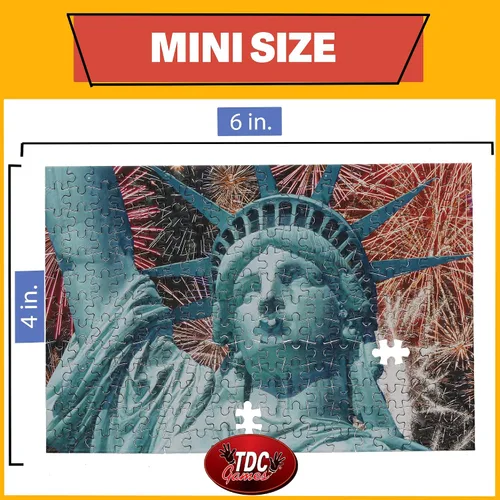 Vista 3 de TDC Games Rompecabezas más pequeño del mundo, Lady Liberty - Mini rompecabezas, pequeño rompecabezas de arte de viaje desafiante para adultos, más