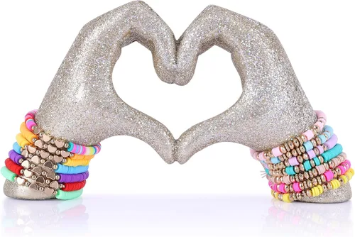 Vista 9 de Decoración colorida de mano en forma de corazón, estatua de mano en forma de corazón, escultura de dedo de amor para decoración de boda, adecuada