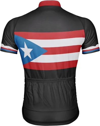 Vista 3 de Camiseta de ciclismo personalizada de Puerto Rico para hombre de manga corta