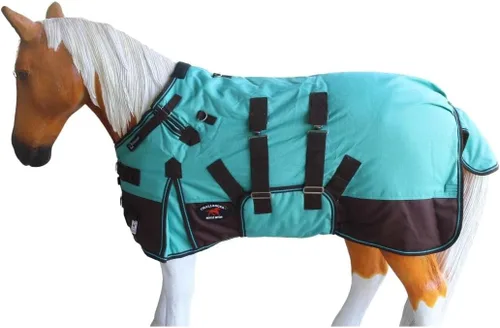 Vista 10 de Manta de invierno de 42" 1200D para potro, poni, caballo, y asno en miniatura rojo BLK 51946 Challenger