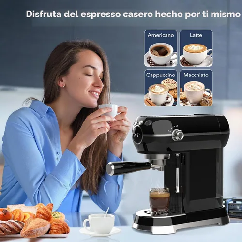 Vista 5 de HBN Máquina Compacta de Espresso de 20 Bar con Espumador de Leche, Tanque de Agua Extraíble de 27oz para Espacios Pequeños, Cafetera Casera