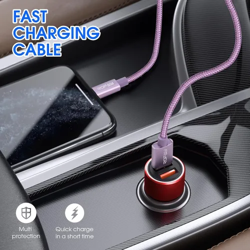 Vista 5 de ROFAY Cable de carga de iPhone de 2 pies [certificado MFI] de nailon trenzado de alta velocidad USB-A a Lightning de 2 pies compatible con iPhone 14