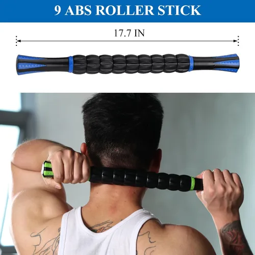 Vista 7 de Xokocli Rodillo muscular para masaje de tejido profundo, rodillo de celulitis, Fascia Blaster, masajeador de drenaje linfático para dolor muscular