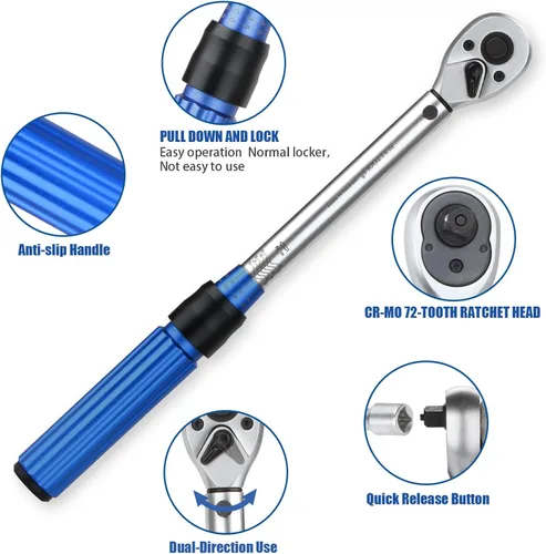 Vista 3 de BULLTOOLS Llave dinamométrica de 3/8 pulgadas con clic de accionamiento, juego de llaves dinamométricas de 72 dientes de dirección dual. Llave