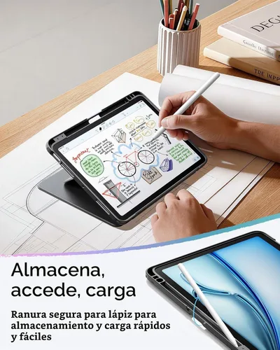 Vista 7 de ESR - Funda para iPad Air de 11 pulgadas M3/M2 (2025/2024), iPad Air de 5ª/4ª generación (2022/2020), funda con soporte vertical, múltiples ángulos