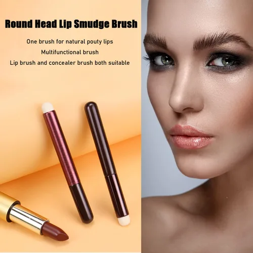 Vista 4 de Cepillo de labios, cepillo de manchas de labios de cabeza redonda, efecto mate profesional aplicadores de brillo de labios, cepillo de maquillaje