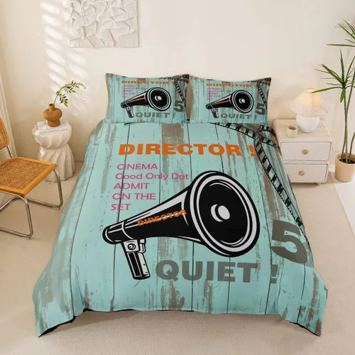Vista 16 de Homewish Theater Cinema Poster Duvet Cover Set Twin Size,Retro Movie Bedding Sets 2Pcs for Kids Girls Boys Teens Room Decor,Popcorn Comforter Cover