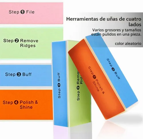 Vista 4 de Abrillantador de uñas de 4 caras, bloque pulidor de 4 pasos