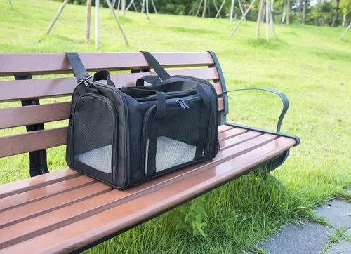 Vista 5 de Transportador de lados suaves para perros y gatos pequeños y medianos, aprobado por la aerolínea TSA, plegable, para mascotas, color negro