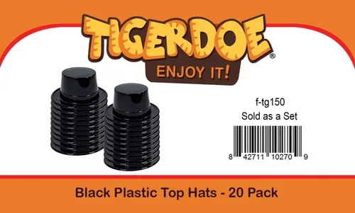 Vista 4 de Tigerdoe Top Hats - Paquete de 20 sombreros de mago de plástico negro - Disfraz para fiestas temáticas de magos, Halloween, Navidad, fiestas