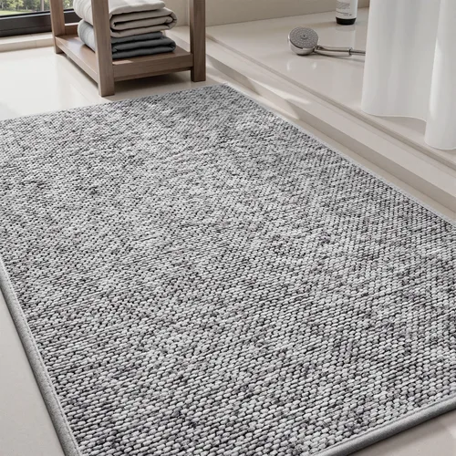 Vista 11 de PADOOR Tapetes de baño finos, trenzados para baño, tapetes de baño con parte trasera de goma antideslizante, lavables a máquina y de secado rápido