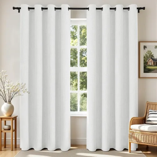 Vista 15 de Joydeco Cortinas opacas de 72 pulgadas de largo, 2 paneles burg, cortinas de oscurecimiento de habitación para dormitorio, cortinas térmicas Negro