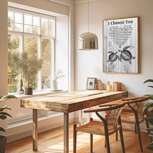Vista 3 de YUOPTKITR Póster inspirador de tortuga para decoración de pared, impresiones en lienzo con texto en inglés "I Choose You", pinturas en lienzo