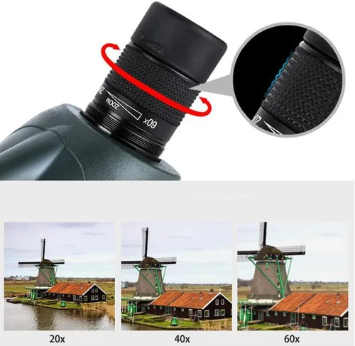 Vista 2 de Monoculars Telescope High Power Bird Watching Monocular, 20-60x60 Zoom Large Objective Lens,ВАK4 Prism,Waterproof Phone Connection Telescope with