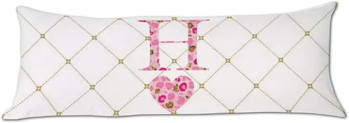 Vista 9 de Funda de almohada corporal con monograma del alfabeto y corazón, estampado de leopardo rosa, letra H, almohadas para dormir, funda de almohada larga