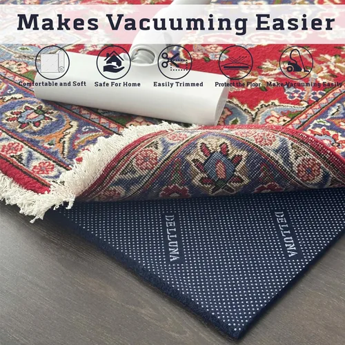 Vista 5 de DELLUNA Non-Slip Area Rug Pad 1/4" Thick Double Side Rubber + Felt, 2'x3' Premium Deluxe Cushioned- Safe for All Floors, Adds Comfort and
