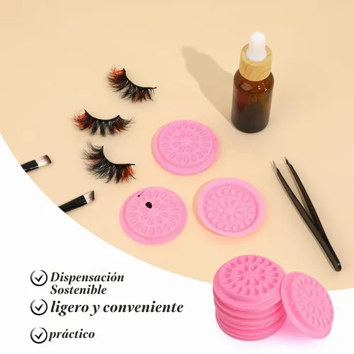Vista 6 de 100 soportes para pegamento de pestañas postizas, bandejas de pestañas para extensiones, almohadillas de plástico desechables para paletas
