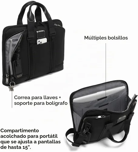 Vista 4 de Tumi - Alpha Bravo Academy Brief - Maletín compacto para portátil - Bolso de viaje para portátil - 11.8" X 15.5" X 2.0" - Para portátil de 15" Negro