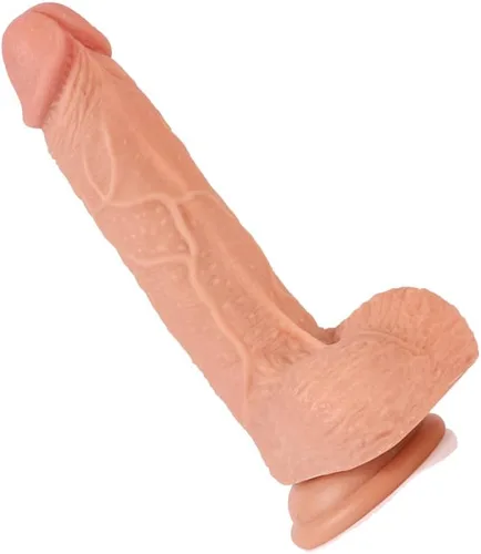 Vista 2 de Consolador realista de 6 pulgadas, material seguro para el cuerpo, pene enorme realista con fuerte ventosa para jugar con manos libres, polla