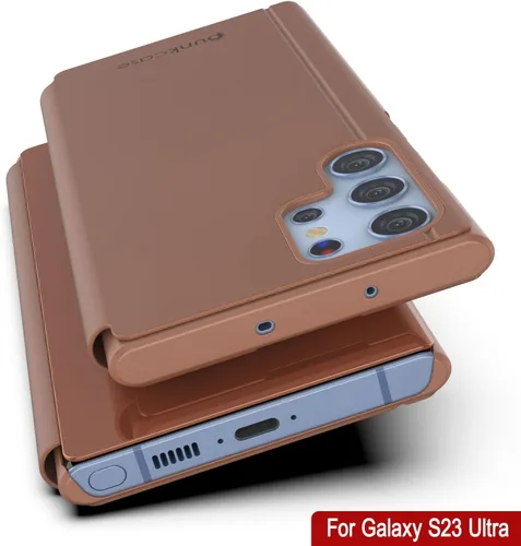 Vista 7 de Punkcase S23 Ultra Reflector - Funda protectora con tapa con espejo translúcido resistente a los arañazos y parte trasera de piel sintética