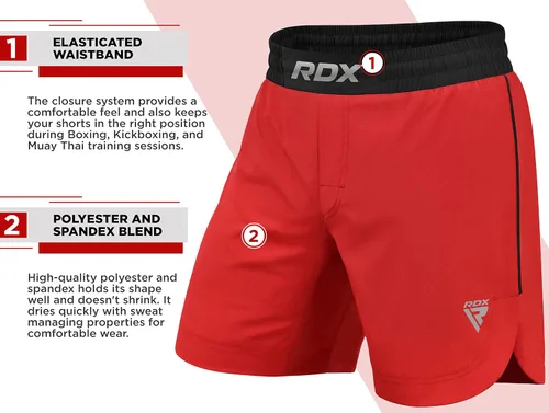 Vista 7 de RDX Pantalones cortos de MMA para entrenamiento y kickboxing Pantalones cortos de lucha para artes marciales, pelea de jaulas, Muay Thai, BJJ