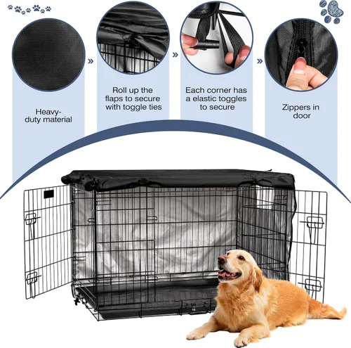 Vista 4 de kefit Funda para jaula de perro de 24 pulgadas, funda para jaula de perro de alambre, color negro