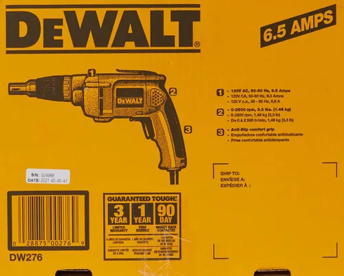 Vista 3 de DEWALT Pistola de tornillo para paneles de yeso, velocidad variable reversible, 6.5 amperios (DW276)