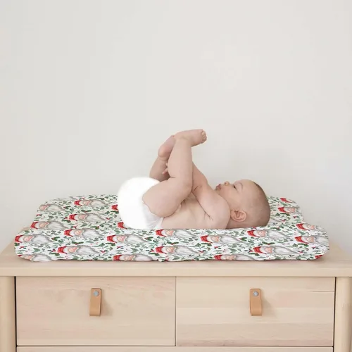 Vista 6 de Divertidas fundas para cambiador de Papá Noel, diseño de hojas de abeto de cerezo, para bebés, niños y niñas, para invierno, suaves, transpirables