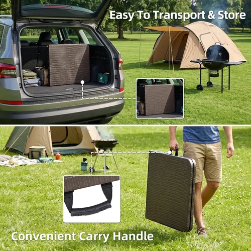 Vista 7 de 6FT Folding Table Portable Picnic Table Heavy-Duty Fold-in-Half Utility 6 Foot Foldtable Table with Carry Handle for Outdoor Indoor Party, Dining