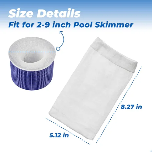 Vista 2 de ANTOBLE Paquete de 20 calcetines de skimmer para piscina, bolsa de microfiltro compatibles con Pool Blaster Water Tech Catfish Max CG Aqua Escoba