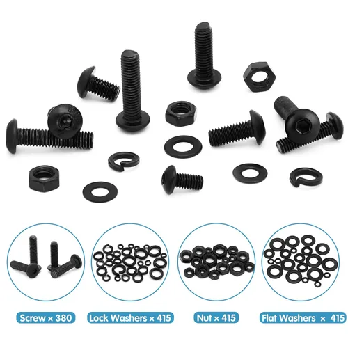 Vista 3 de SATANTECH Kit surtido de 1625 tornillos y tuercas, M2 M3 M4 M5 Surtido de pernos de tuerca con cerradura y arandelas planas, kit surtido
