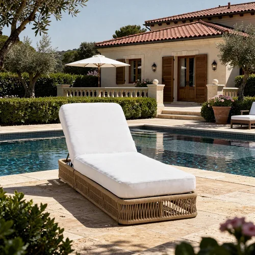 Vista 28 de Outdoor Chaise Lounge Chairs Set of 2, Brown Woven Rope Pool Lounge Chairs marrón/beige