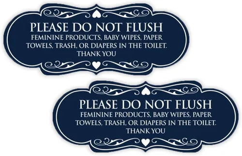 Vista 39 de Signs ByLITA Designer Please Do Not Flush Etiqutte Letrero (negro) - Pequeño 1 paquete