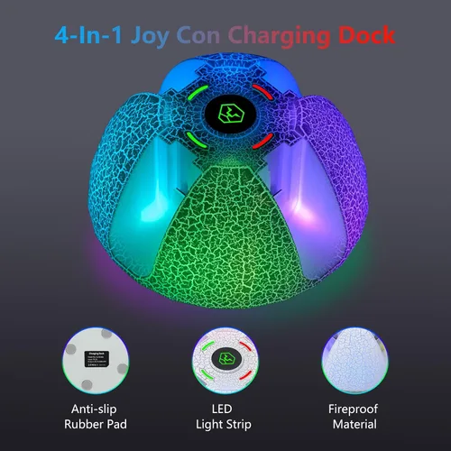 Vista 5 de Controller Charger for Nintendo Switch 1 Joy Con, Charging Dock for 4 Joycon Controllers, Charging Station Compatible with Switch OLED Accessories