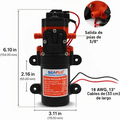 Vista 2 de RV/Marina bomba de cebado automático nueva 12 voltios DC/12 V, diafragma de agua dulce 35 PSI